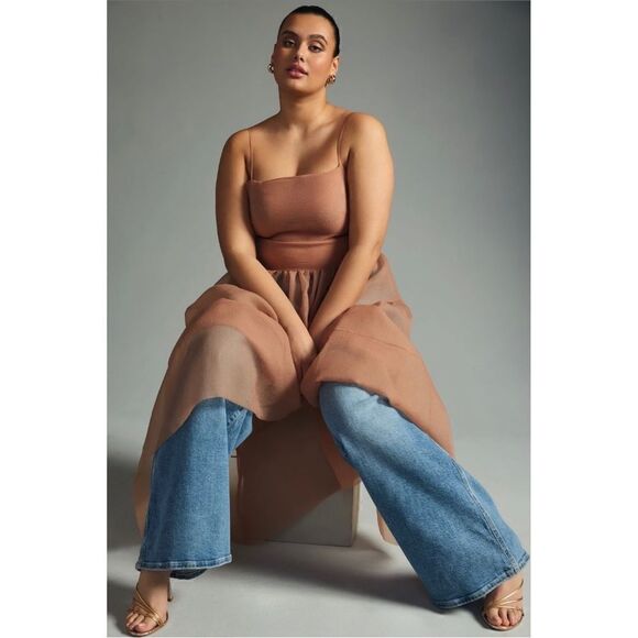 NEW Anthropologie OhSevenDays Reversible Blush Tiered Sheer Midi Dress Small - Picture 7 of 8